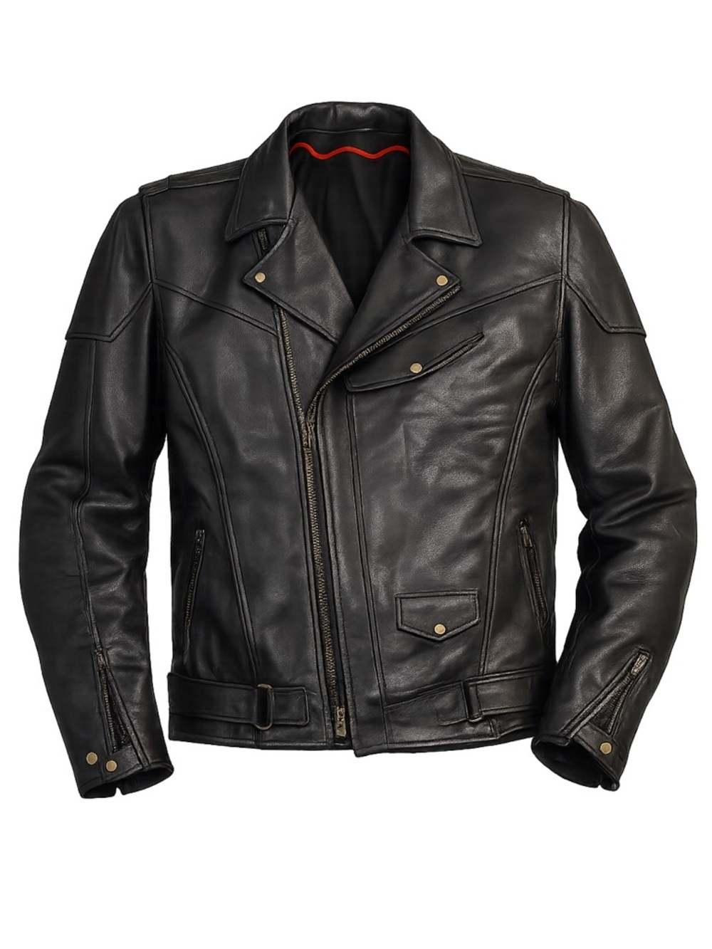 Women’s Unbranded Leather Motorcycle Jacket Size 52 Black